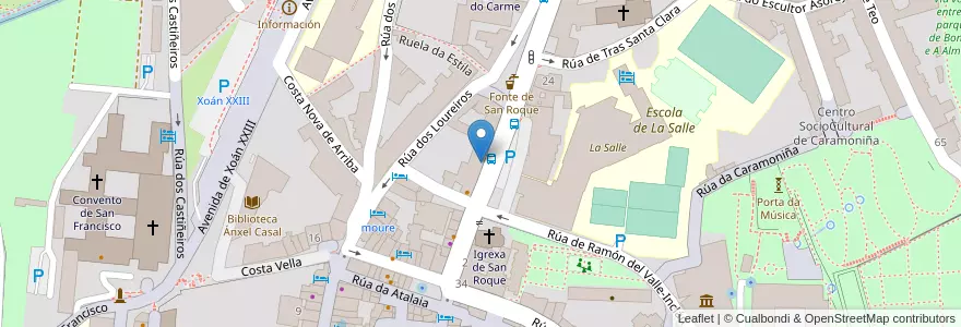 Mapa de ubicacion de Mafalda Valdes Gonzalez en Spanje, Galicië, A Coruña, Santiago, Santiago De Compostela.