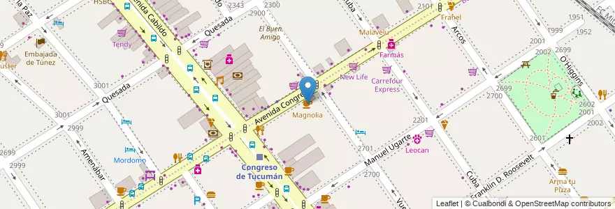 Mapa de ubicacion de Magnolia, Belgrano en Argentinien, Ciudad Autónoma De Buenos Aires, Buenos Aires, Comuna 13.
