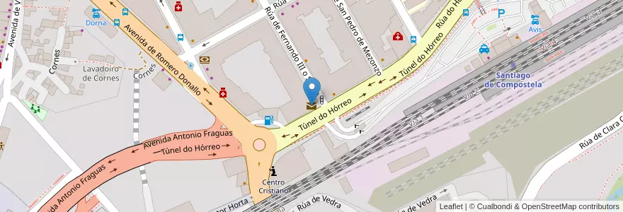 Mapa de ubicacion de Mail Boxes etc en スペイン, ガリシア州, A Coruña, Santiago, Santiago De Compostela.