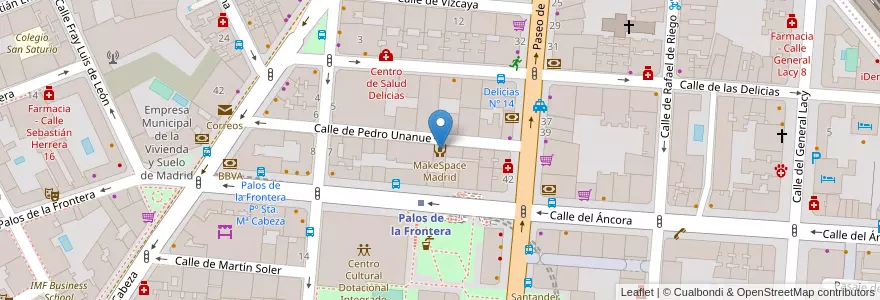 Mapa de ubicacion de MakeSpace Madrid en Espanha, Comunidade De Madrid, Comunidade De Madrid, Área Metropolitana De Madrid Y Corredor Del Henares, Madrid.