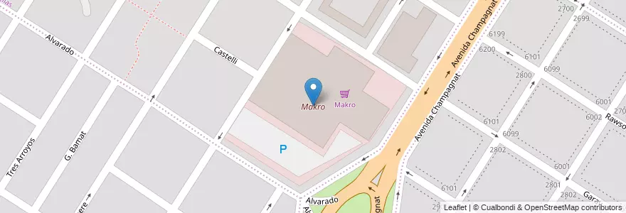 Mapa de ubicacion de Makro en アルゼンチン, ブエノスアイレス州, Partido De General Pueyrredón, Mar Del Plata.