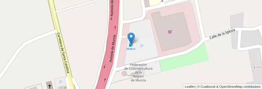 Mapa de ubicacion de Makro en スペイン, ムルシア州, ムルシア州, Área Metropolitana De Murcia, Murcia.