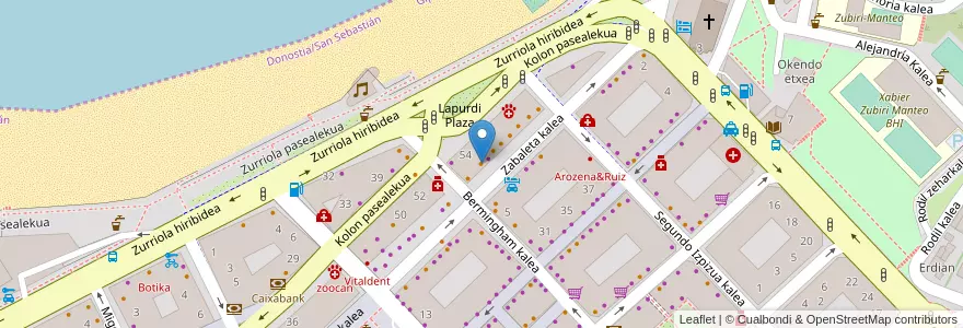 Mapa de ubicacion de Mala Gissona Beer House en إسبانيا, إقليم الباسك, غيبوثكوا, Donostialdea, سان سيباستيان.