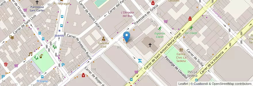 Mapa de ubicacion de Malabar bar en Espanha, Catalunha, Barcelona, Barcelonès, Barcelona.