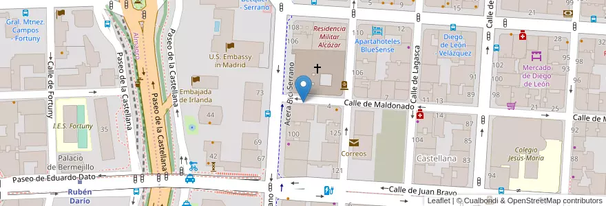 Mapa de ubicacion de MALDONADO, CALLE, DE,2 en اسپانیا, بخش خودمختار مادرید, بخش خودمختار مادرید, Área Metropolitana De Madrid Y Corredor Del Henares, مادرید.