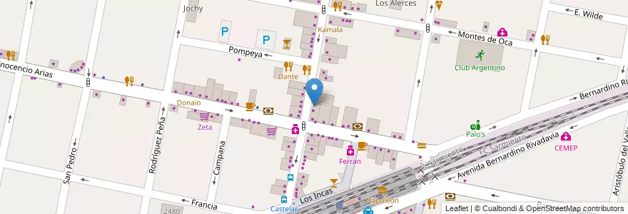 Mapa de ubicacion de Malibu en Arjantin, Buenos Aires, Partido De Morón, Castelar.