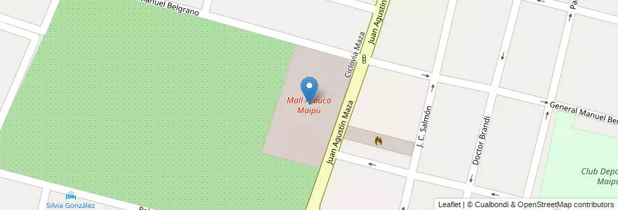 Mapa de ubicacion de Mall Arauca Maipú en الأرجنتين, تشيلي, Mendoza, Departamento Maipú, Distrito Ciudad De Maipú, Maipú.