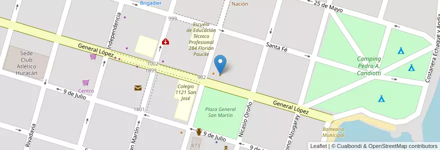 Mapa de ubicacion de Malón Bar & Pub en Аргентина, Санта-Фе, Departamento San Javier, Municipio De San Javier.
