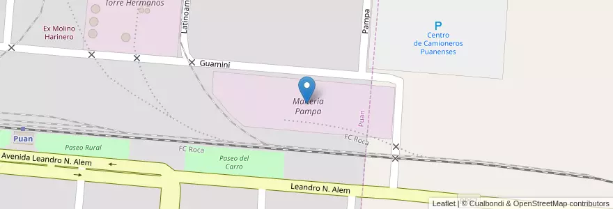 Mapa de ubicacion de Maltería Pampa en 阿根廷, 布宜诺斯艾利斯省, Partido De Puan, Puan.