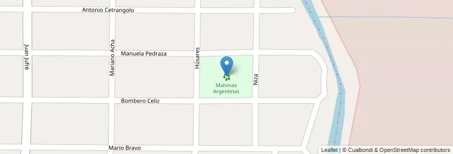 Mapa de ubicacion de Malvinas Argentinas en アルゼンチン, ブエノスアイレス州, Partido De Hurlingham.