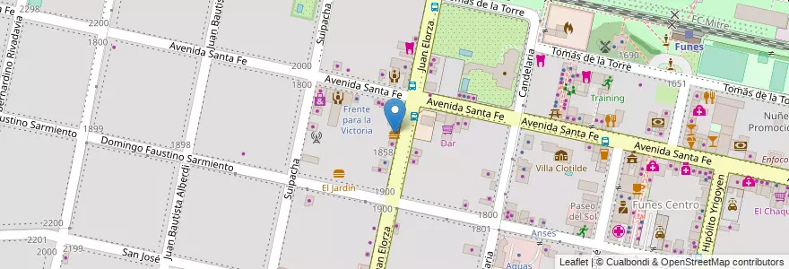Mapa de ubicacion de Mamina en Arjantin, Santa Fe, Departamento Rosario, Municipio De Funes, Funes.