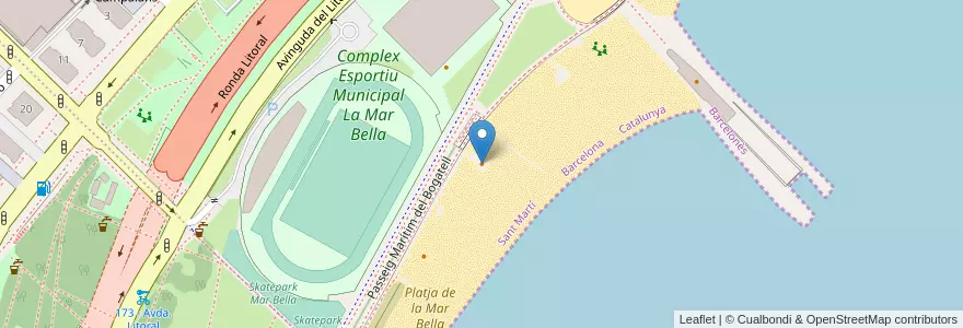 Mapa de ubicacion de Mamma Beach en اسپانیا, Barcelona.