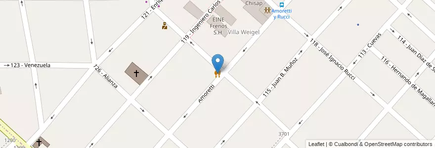 Mapa de ubicacion de Mamma Mia en 아르헨티나, 부에노스아이레스주, Partido De Tres De Febrero, Ciudadela.