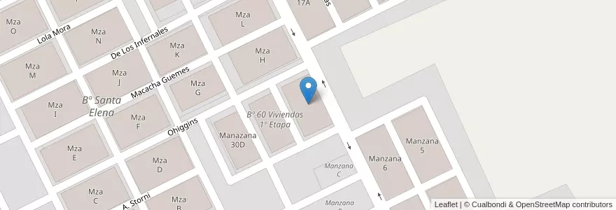 Mapa de ubicacion de Manazana 30A en آرژانتین, Salta, General Güemes, Municipio De Campo Santo.