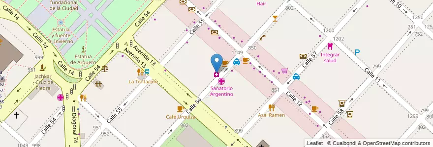 Mapa de ubicacion de Mancardi, Casco Urbano en 아르헨티나, 부에노스아이레스주, Partido De La Plata, La Plata.