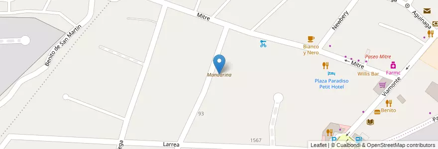 Mapa de ubicacion de Mandarina en アルゼンチン, チリ, メンドーサ州, Departamento Luján De Cuyo, Luján De Cuyo, Distrito Vistabla.