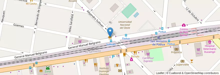 Mapa de ubicacion de Mandu K en Argentine, Province De Buenos Aires, Partido De Merlo, San Antonio De Padua.