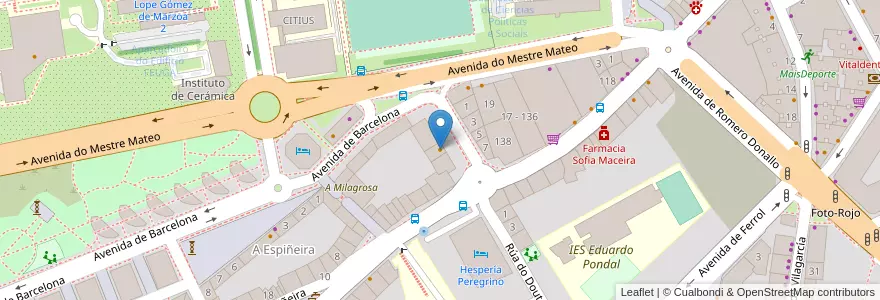 Mapa de ubicacion de Manduka en 스페인, Galicia / Galiza, A Coruña, Santiago, 산티아고 데 콤포스텔라.