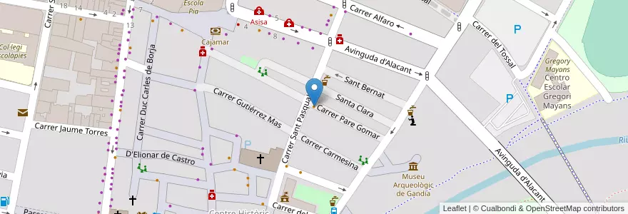 Mapa de ubicacion de Manel en スペイン, バレンシア州, València / Valencia, Safor, Gandia.