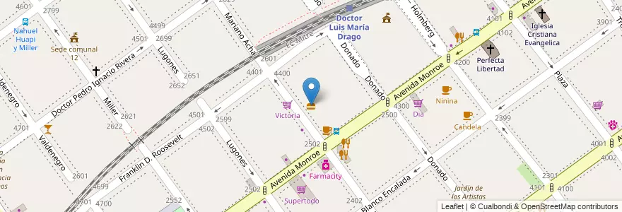 Mapa de ubicacion de Manggiare, Villa Urquiza en アルゼンチン, Ciudad Autónoma De Buenos Aires, Comuna 12, ブエノスアイレス.