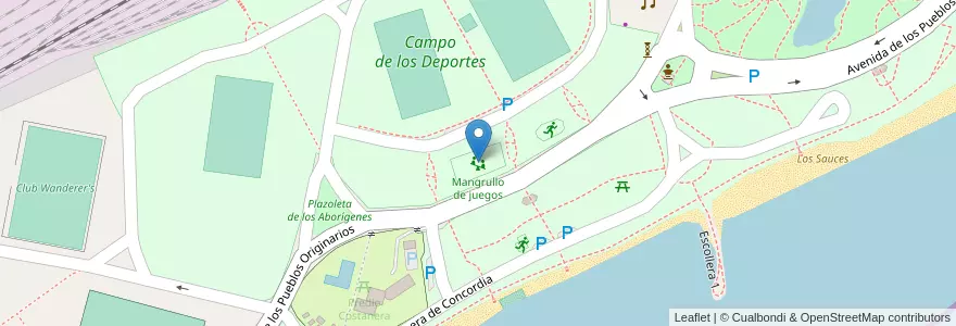 Mapa de ubicacion de Mangrullo de juegos en Argentina, Provincia Di Entre Ríos, Departamento Concordia, Distrito Suburbios, Concordia.