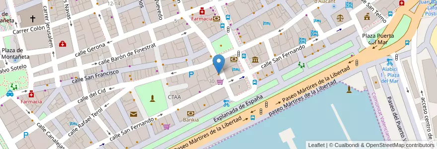 Mapa de ubicacion de Manhattan Café en スペイン, バレンシア州, Alacant / Alicante, L'Alacantí, Alacant / Alicante.