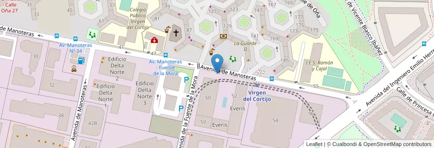 Mapa de ubicacion de MANOTERAS, AVENIDA, DE,50 en إسبانيا, منطقة مدريد, منطقة مدريد, Área Metropolitana De Madrid Y Corredor Del Henares, مدريد.