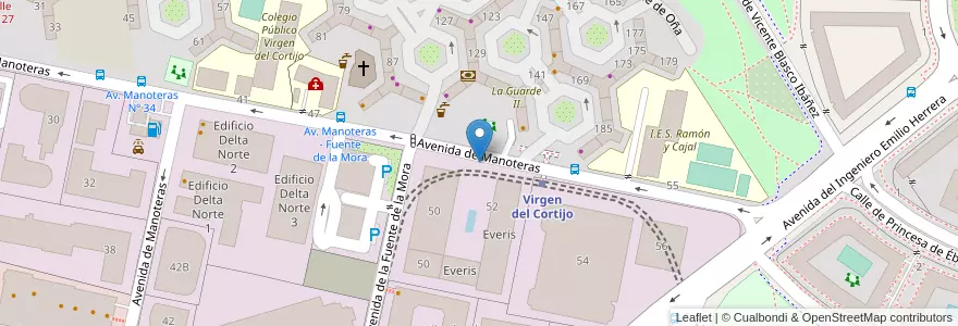 Mapa de ubicacion de MANOTERAS, AVENIDA, DE,52 en اسپانیا, بخش خودمختار مادرید, بخش خودمختار مادرید, Área Metropolitana De Madrid Y Corredor Del Henares, مادرید.