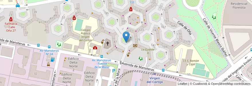 Mapa de ubicacion de MANOTERAS, AVENIDA, DE,S/N en Sepanyol, Comunidad De Madrid, Comunidad De Madrid, Área Metropolitana De Madrid Y Corredor Del Henares, Madrid.