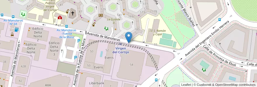 Mapa de ubicacion de MANOTERAS, AVENIDA, DE,S/N en إسبانيا, منطقة مدريد, منطقة مدريد, Área Metropolitana De Madrid Y Corredor Del Henares, مدريد.
