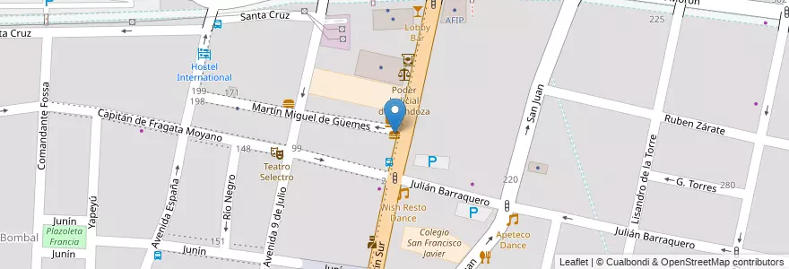 Mapa de ubicacion de Manso Pancho en Arjantin, Şili, Mendoza, Departamento Capital, Sección 2ª Barrio Cívico, Ciudad De Mendoza.