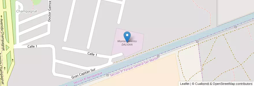 Mapa de ubicacion de Mantenimiento DALVIAN en Arjantin, Şili, Mendoza, Departamento Capital, Ciudad De Mendoza.