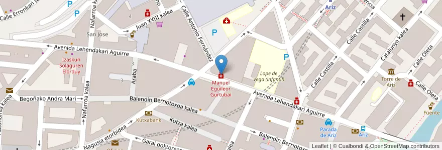 Mapa de ubicacion de Manuel Eguileor Gurtubai en 西班牙, 巴斯克, 比斯开, Bilboaldea, Basauri.