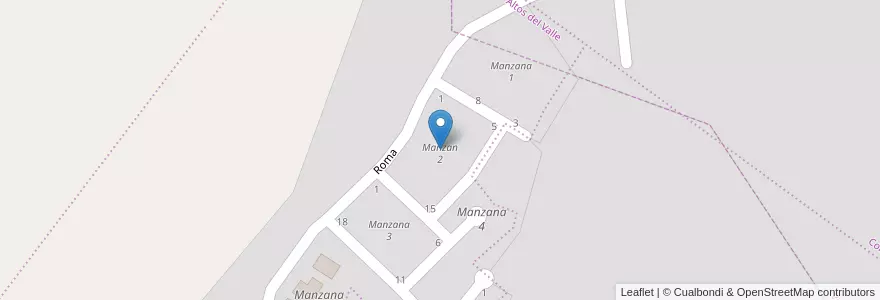 Mapa de ubicacion de Manzan 2 en 아르헨티나, Córdoba, Departamento Punilla, Pedanía San Roque, Municipio De Villa Carlos Paz.