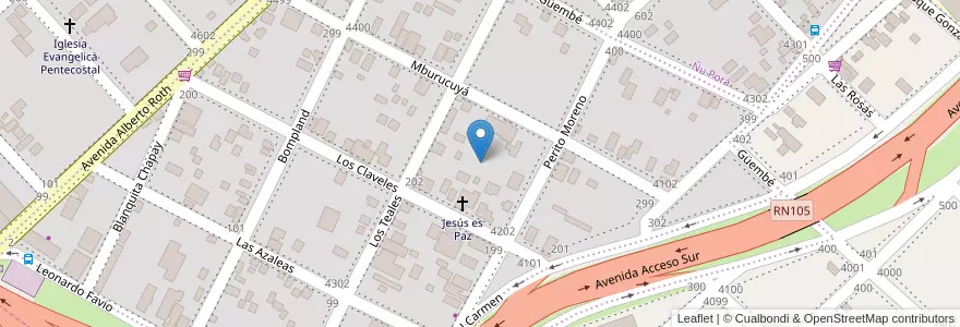 Mapa de ubicacion de Manzana 079 en Argentinië, Misiones, Departamento Capital, Municipio De Garupá.