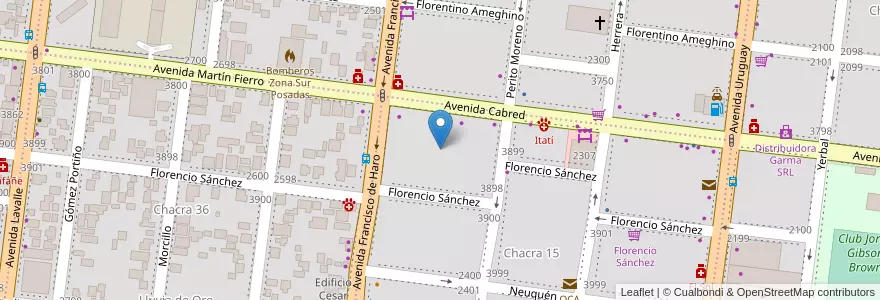 Mapa de ubicacion de Manzana 1 en アルゼンチン, ミシオネス州, Departamento Capital, Municipio De Posadas, Posadas.