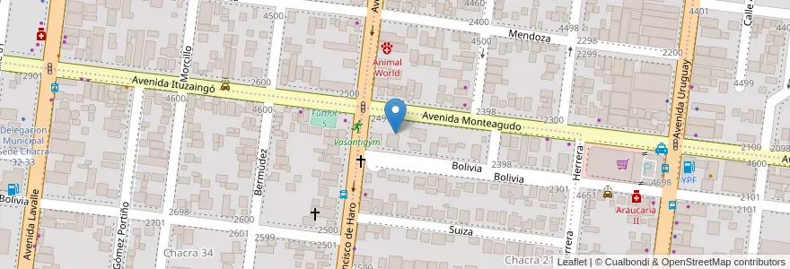 Mapa de ubicacion de Manzana 1 en 阿根廷, Misiones, Departamento Capital, Municipio De Posadas, Posadas.