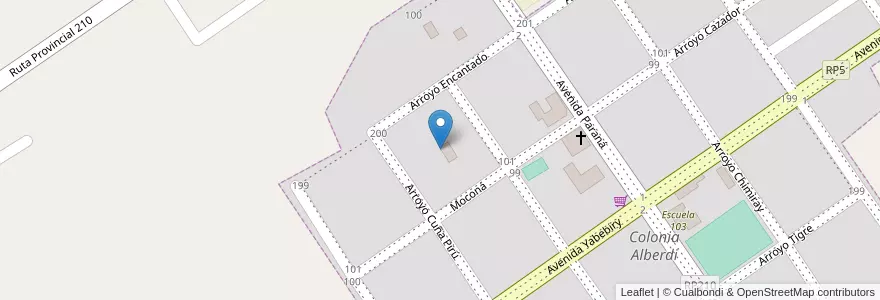 Mapa de ubicacion de Manzana 1 en アルゼンチン, ミシオネス州, Departamento Oberá, Municipio De Colonia Alberdi.