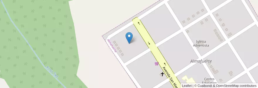 Mapa de ubicacion de Manzana 1 en Arjantin, Misiones, Departamento Leandro N. Alem, Municipio De Almafuerte, Almafuerte.