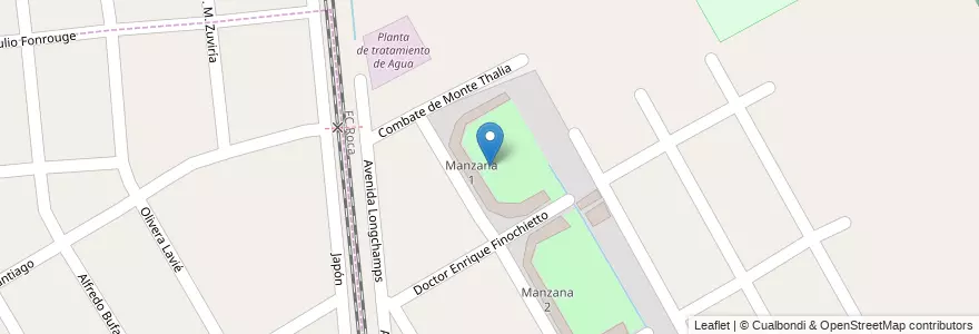 Mapa de ubicacion de Manzana 1 en Argentinië, Buenos Aires, Partido De Almirante Brown, Longchamps.