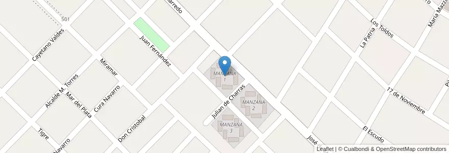 Mapa de ubicacion de MANZANA 1 en Argentinië, Buenos Aires, Partido De Hurlingham, Villa Tesei.