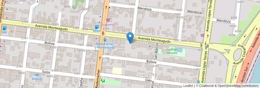 Mapa de ubicacion de Manzana 1 en アルゼンチン, ミシオネス州, Departamento Capital, Municipio De Posadas.