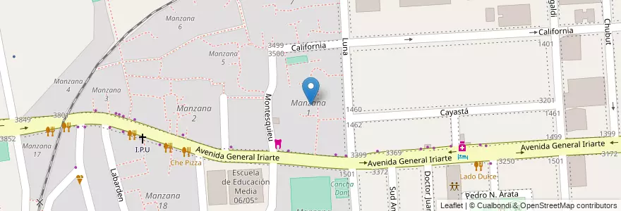 Mapa de ubicacion de Manzana 1, Barracas en الأرجنتين, Ciudad Autónoma De Buenos Aires, Comuna 4, Buenos Aires.
