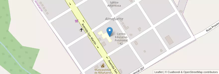 Mapa de ubicacion de Manzana 10 en アルゼンチン, ミシオネス州, Departamento Leandro N. Alem, Municipio De Almafuerte, Almafuerte.