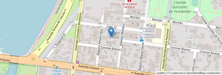 Mapa de ubicacion de Manzana 10 en アルゼンチン, ミシオネス州, Departamento Capital, Municipio De Posadas.