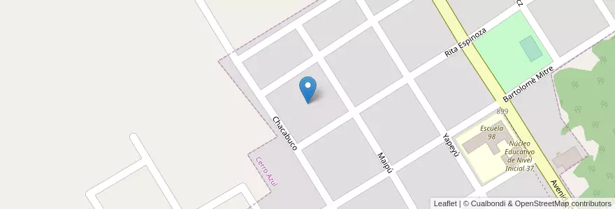 Mapa de ubicacion de Manzana 100 en アルゼンチン, ミシオネス州, Departamento Leandro N. Alem, Municipio De Cerro Azul.
