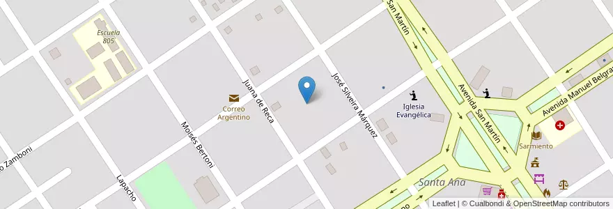 Mapa de ubicacion de Manzana 103 en アルゼンチン, ミシオネス州, Departamento Candelaria, Municipio De Santa Ana, Santa Ana.