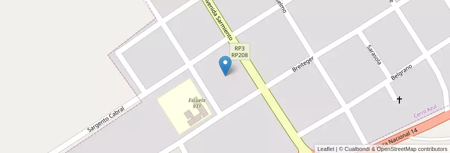 Mapa de ubicacion de Manzana 104 en アルゼンチン, ミシオネス州, Departamento Leandro N. Alem, Municipio De Cerro Azul.