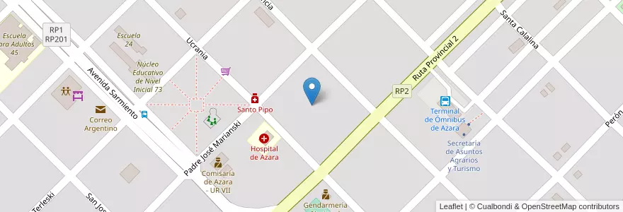 Mapa de ubicacion de Manzana 104 en Аргентина, Misiones, Departamento Apóstoles, Municipio De Azara, Azara.