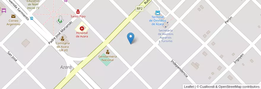 Mapa de ubicacion de Manzana 105 en アルゼンチン, ミシオネス州, Departamento Apóstoles, Municipio De Azara, Azara.